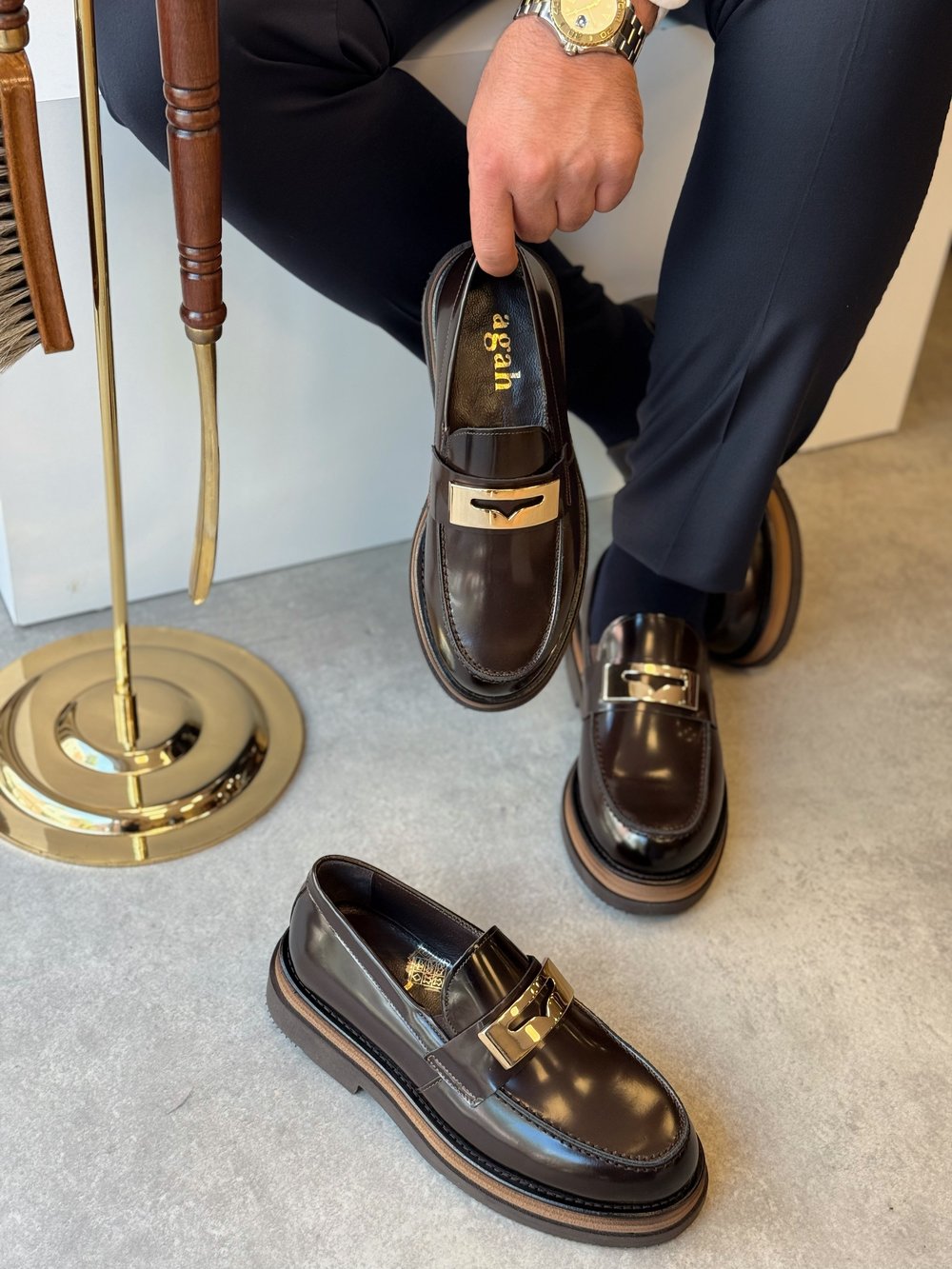 HAKİKİ DERİ İÇİ DIŞI AGAH MODEL REGAL ACI KAHVE LOAFER AYAKKABI