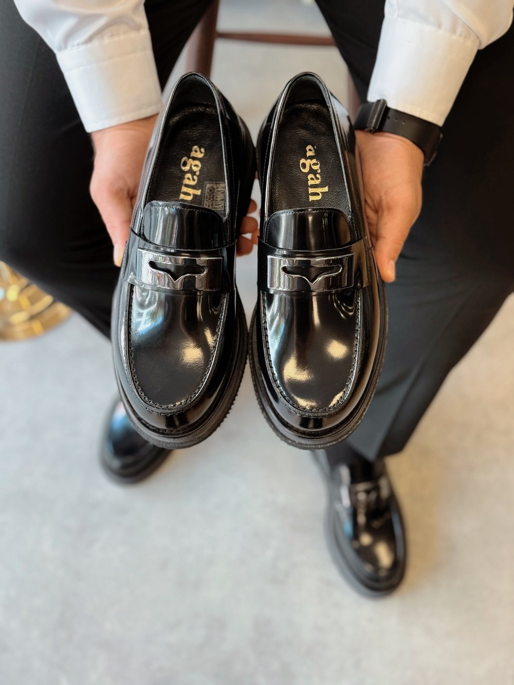 HAKİKİ DERİ İÇİ DIŞI AGAH MODEL REGAL SİYAH LOAFER AYAKKABI