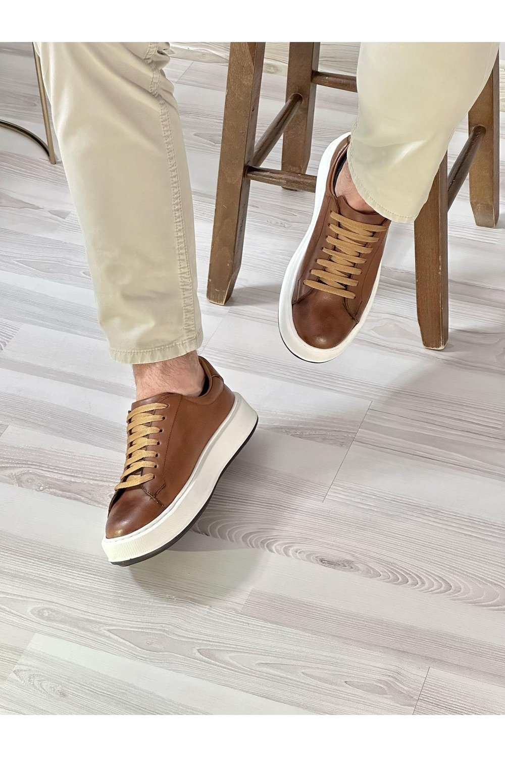 Taba Günlük Rahat Hakiki Deri Erkek Sneaker Ayakkabı
