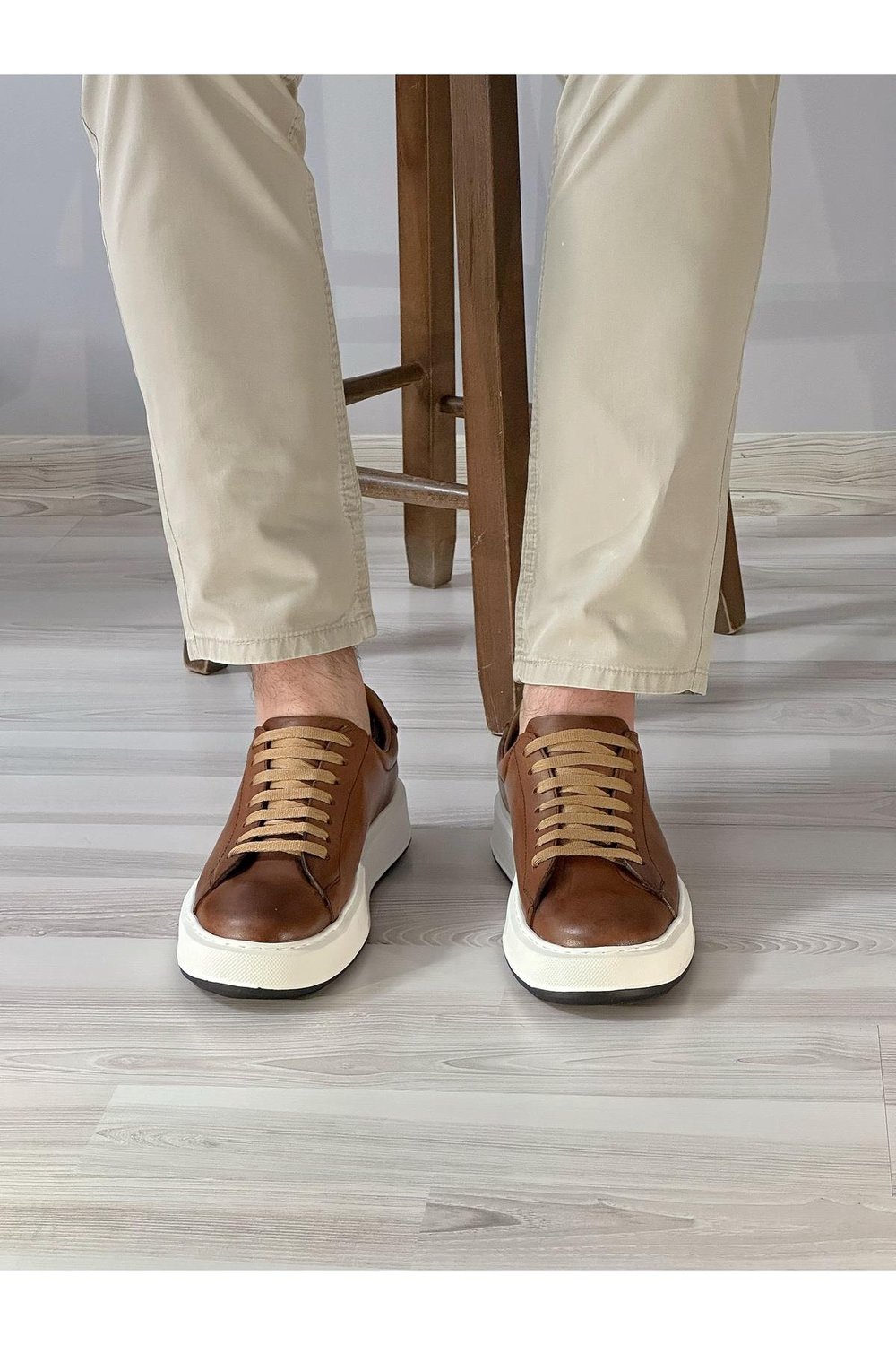 Taba Günlük Rahat Hakiki Deri Erkek Sneaker Ayakkabı