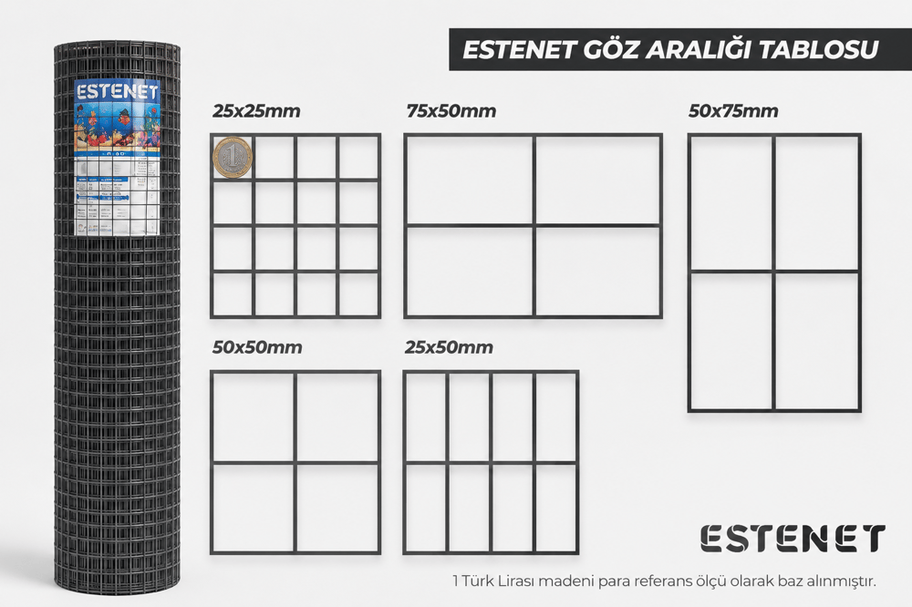 Pvc Kaplı Puntalı Antrasit Rulo Tel Çit 100 cm / 25 Metre 