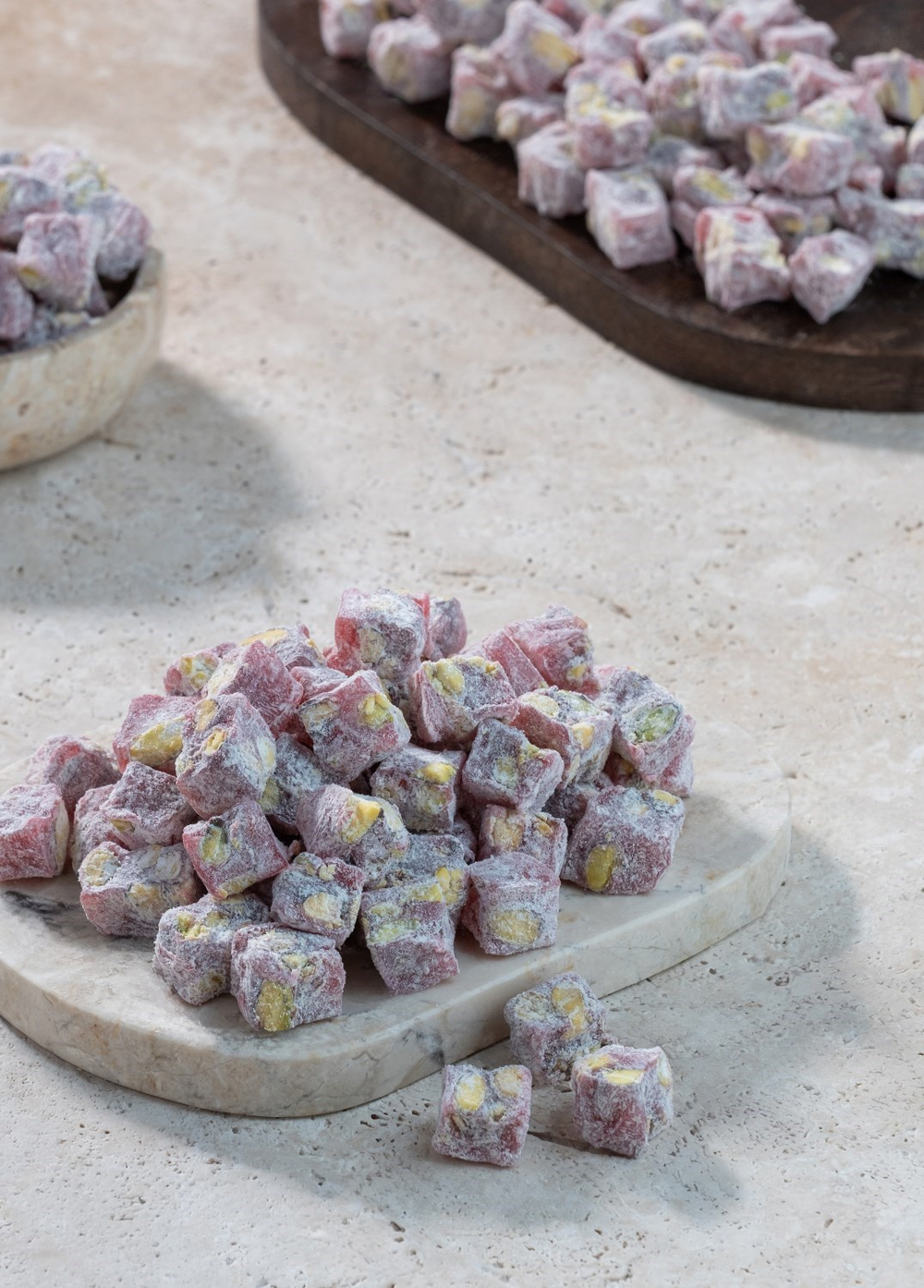 Çifte Kavrulmuş Antep Fıstıklı Nar Aromalı Kuş Lokum
