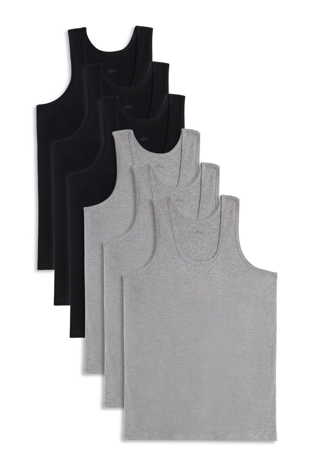 6 Adet Compact Penye Siyah-Gri Erkek Atlet Pamuklu Standart Fit Normal Kesim 6'lı Paket