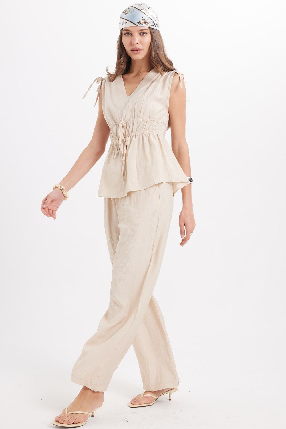 KADIN BELİ  LASTİKLİ  ENT-9345  PANTOLON BLUZ TAKIM