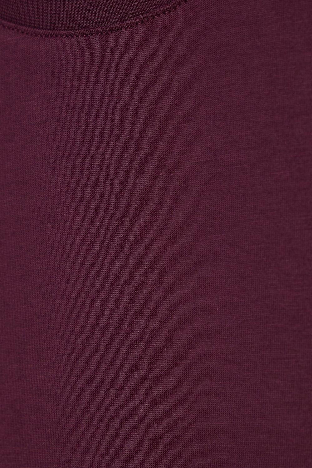 Kadın Relax Fit Rahat Kesim Kısa Kollu Bisiklet Yaka Bordo Tişört