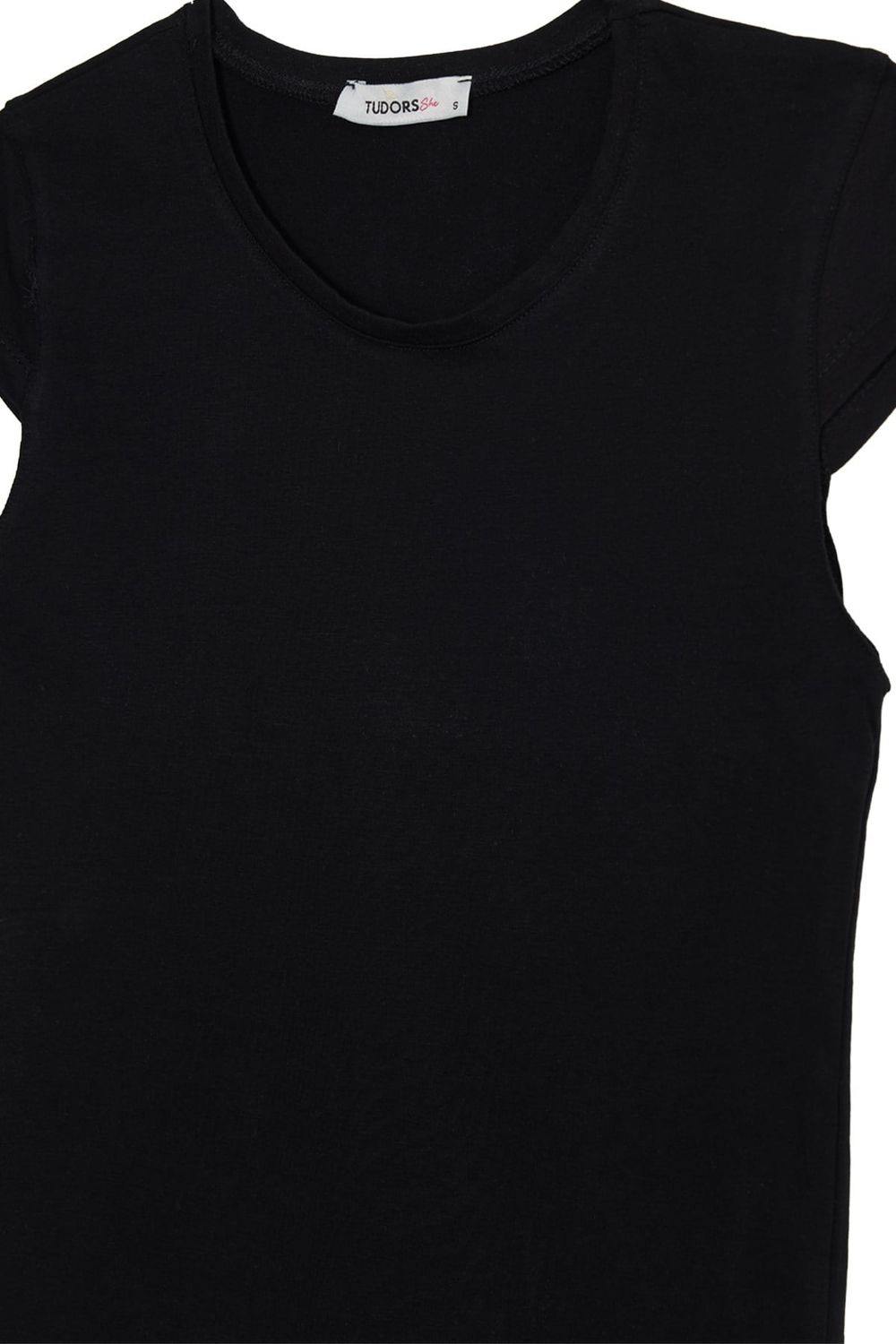 Kadın Slim Fit Dar Kesim Pamuklu Likralı Bisiklet Yaka Ay Kol Siyah Tişört