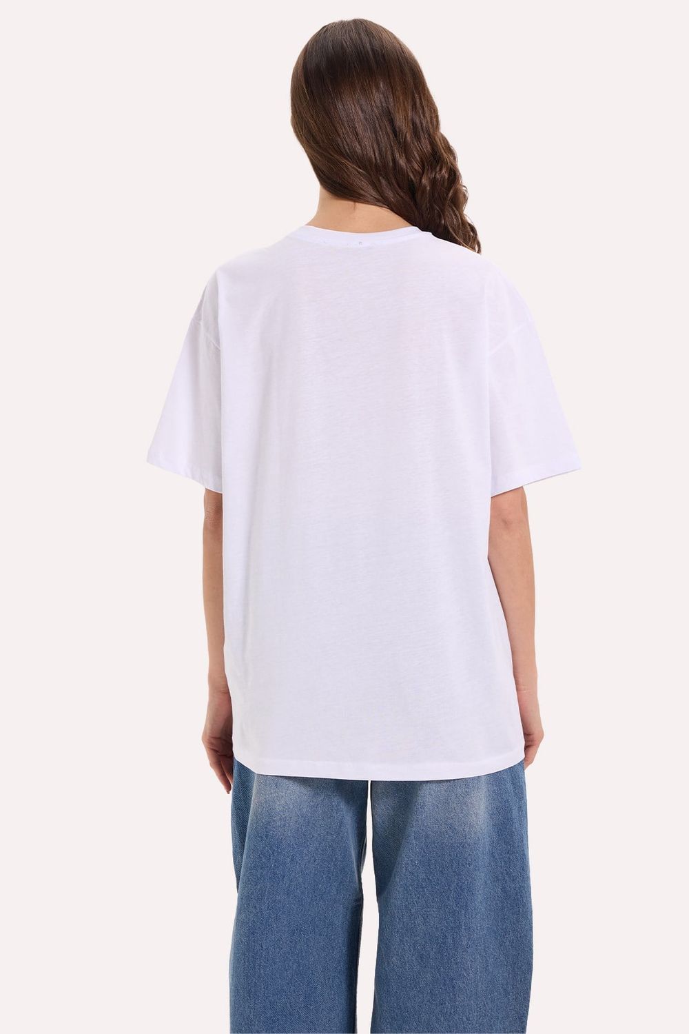 Kadın Slim Fit Dar Kesim %100 Pamuk Kısa Kollu Bisiklet Yaka Beyaz Tişört