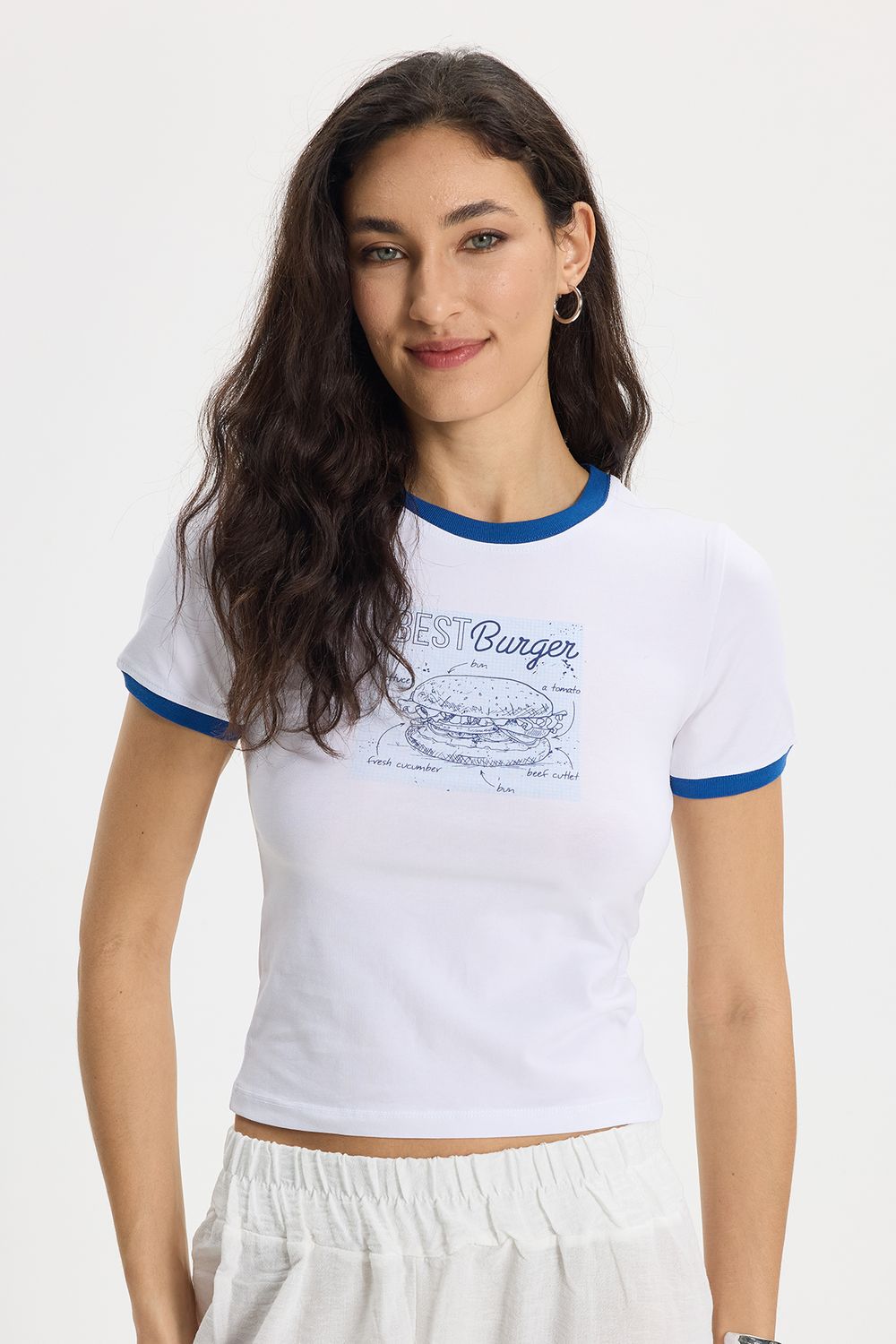 KADIN BASKILI ADU CROP   TİŞÖRT