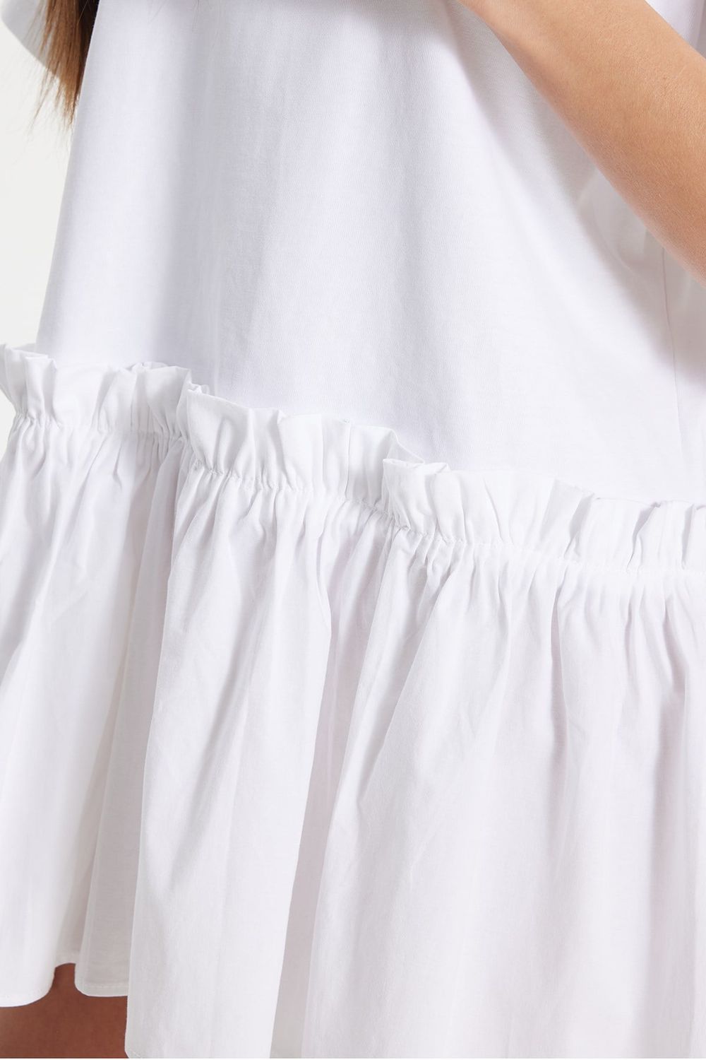 Kadın Oversize Geniş Kesim Pamuklu Kısa Kollu Bisiklet Yaka Beyaz Tişört