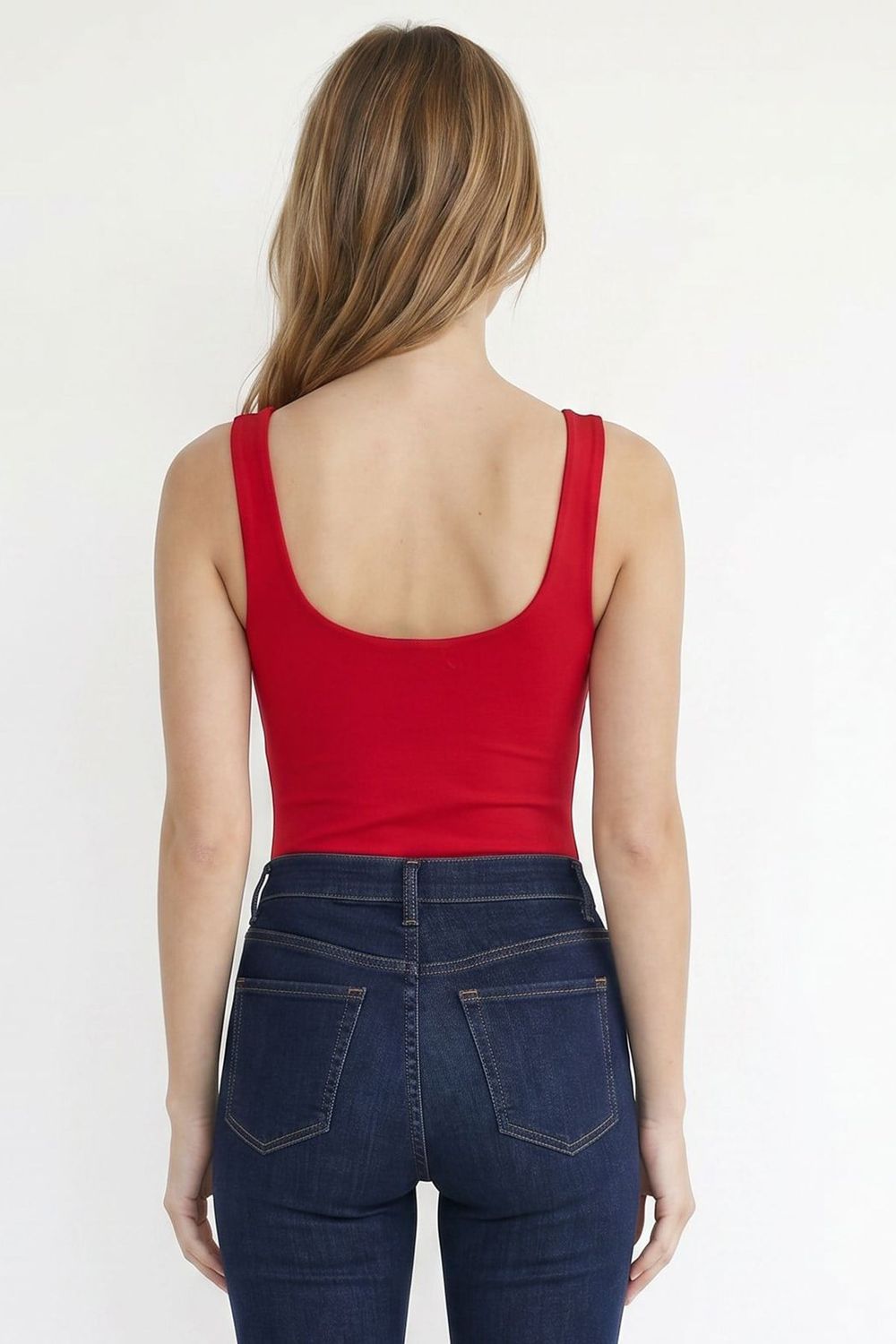 Kadın Slim Fit Dar Kesim Askılı Kare Yaka Sırtı Açık Sandy Kumaş Çıtçıtlı Bordo Body