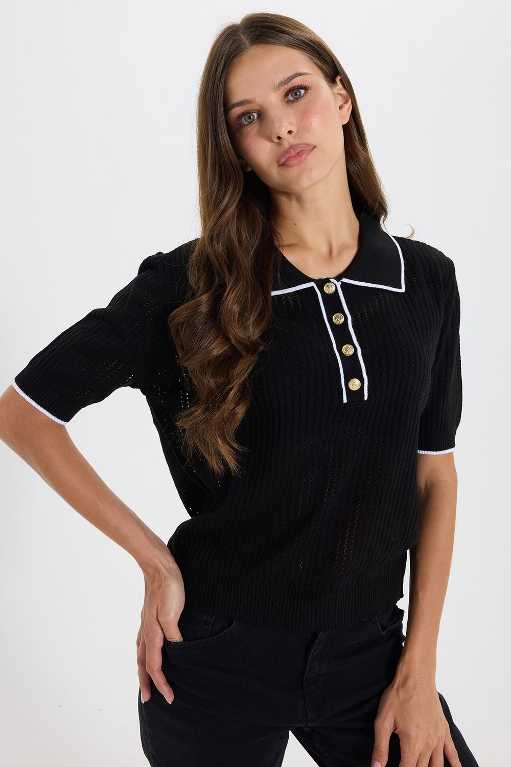 KADIN KONTRAST YAKA TRIKO VLM HN-107 POLO TSHIRT