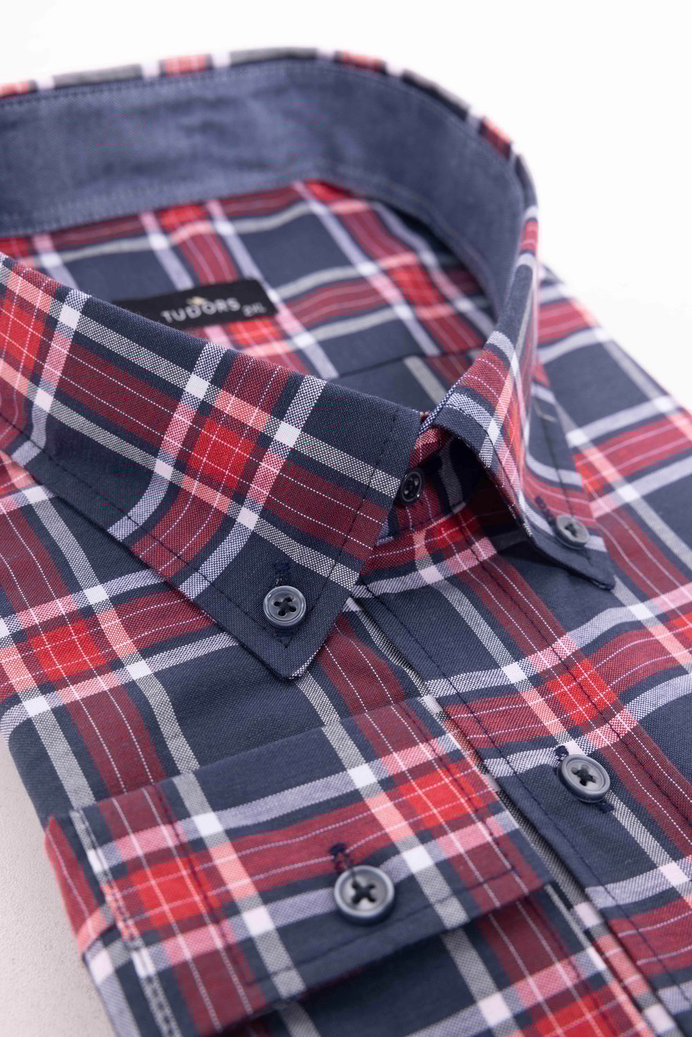 Büyük Beden Ekoseli Biyeli Yaka Düğmeli Erkek Gömlek