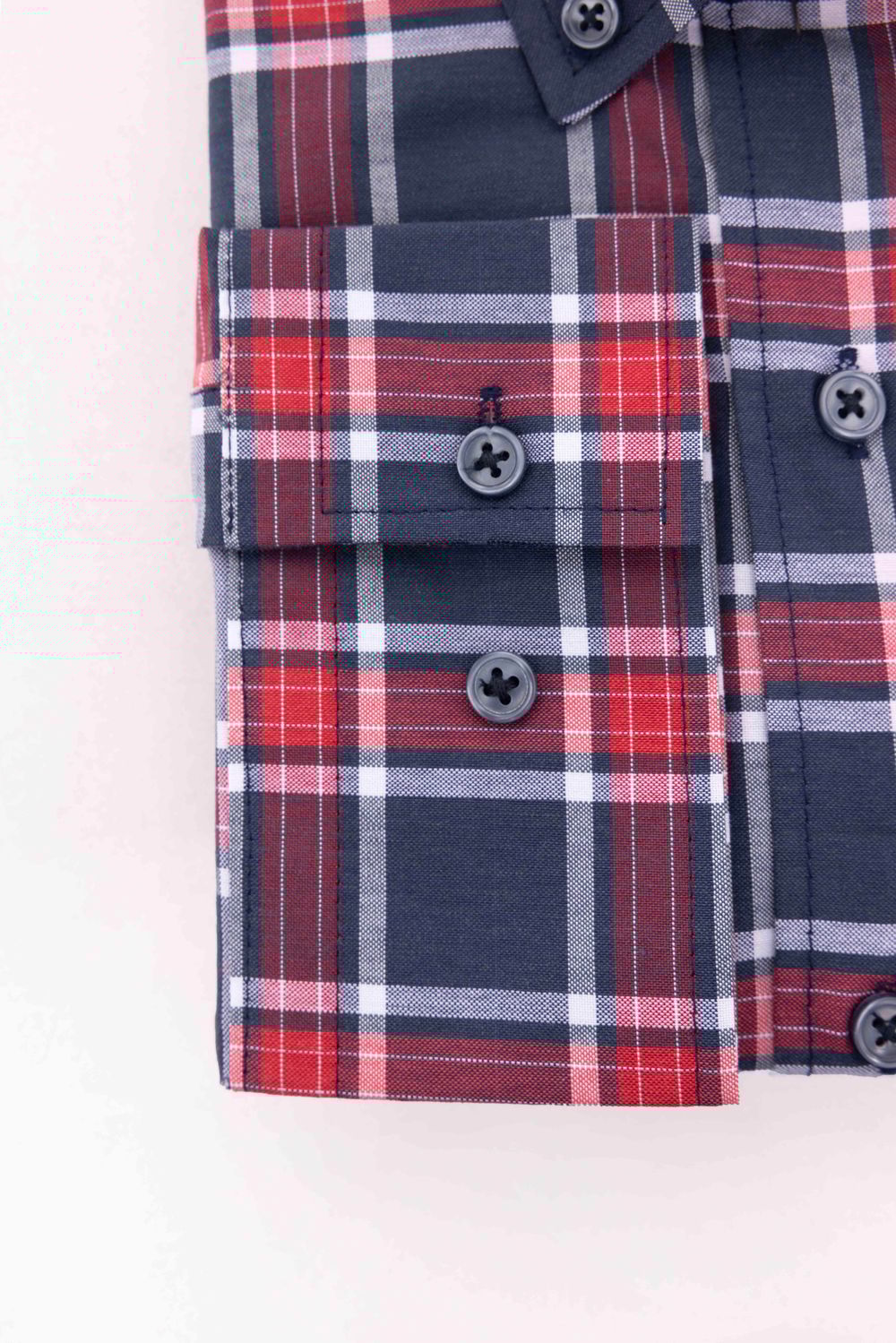 Büyük Beden Ekoseli Biyeli Yaka Düğmeli Erkek Gömlek