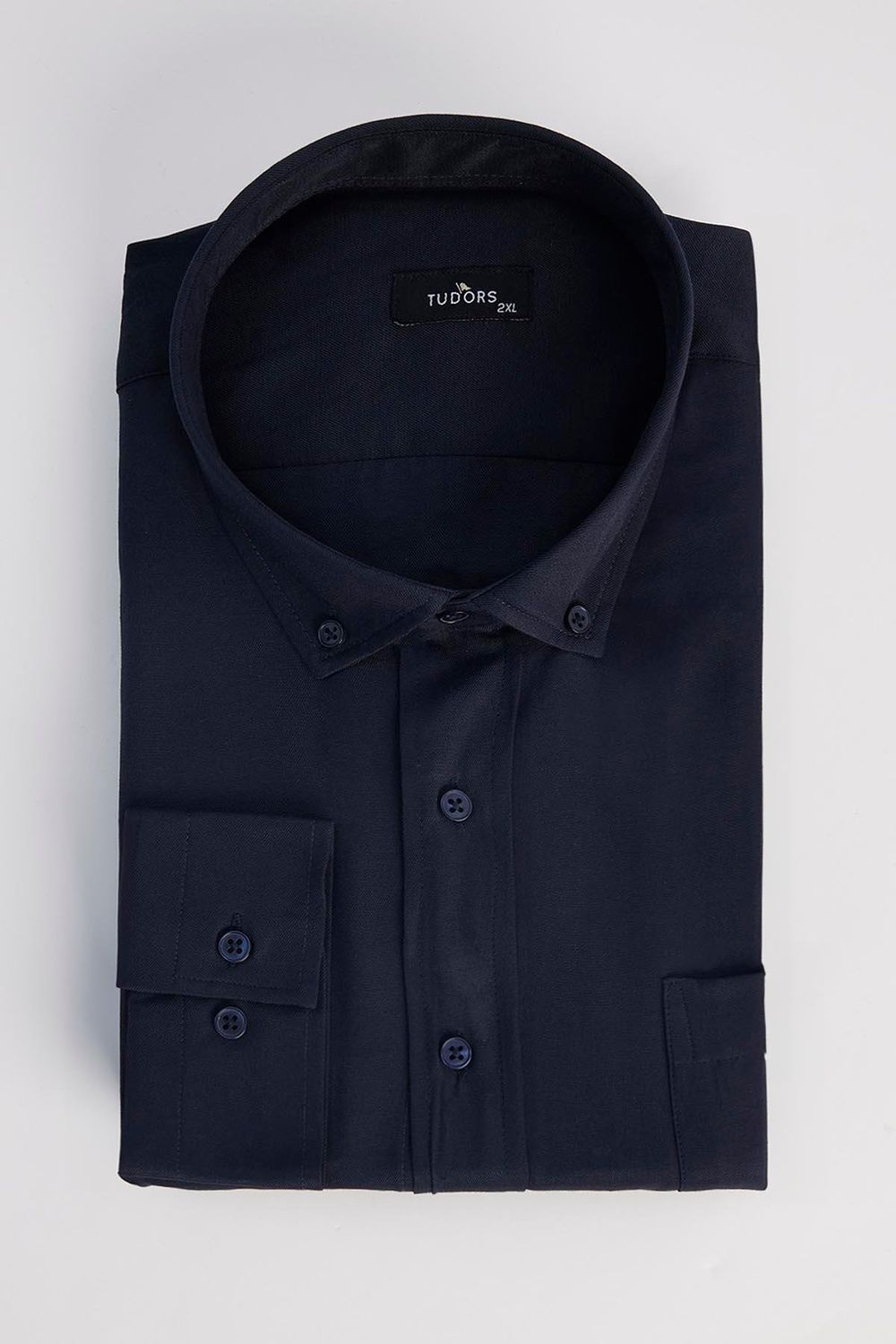 Büyük Beden Düğmeli Yaka Pamuklu Kolay Ütü Düz Erkek Gömlek