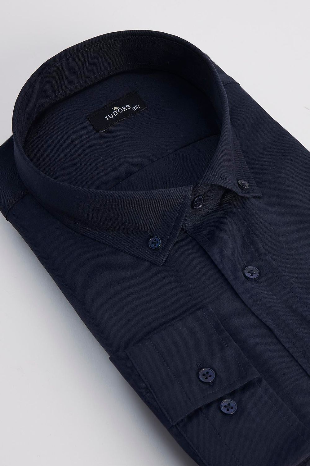 Büyük Beden Düğmeli Yaka Pamuklu Kolay Ütü Düz Erkek Gömlek