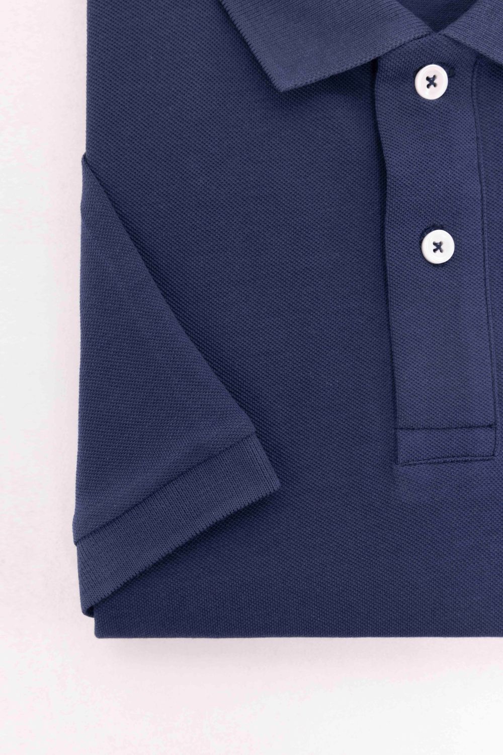 Erkek Slim Fit Dar Kesim %100 Pamuk Düz Pike Lacivert Polo Yaka Tişört