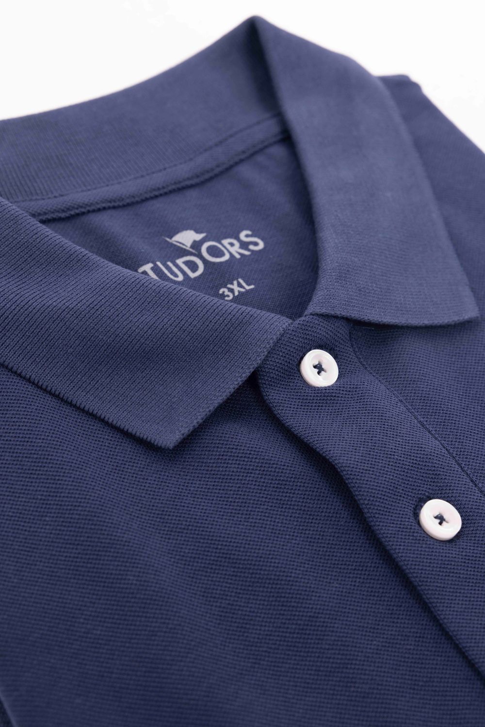 Erkek Slim Fit Dar Kesim %100 Pamuk Düz Pike Lacivert Polo Yaka Tişört