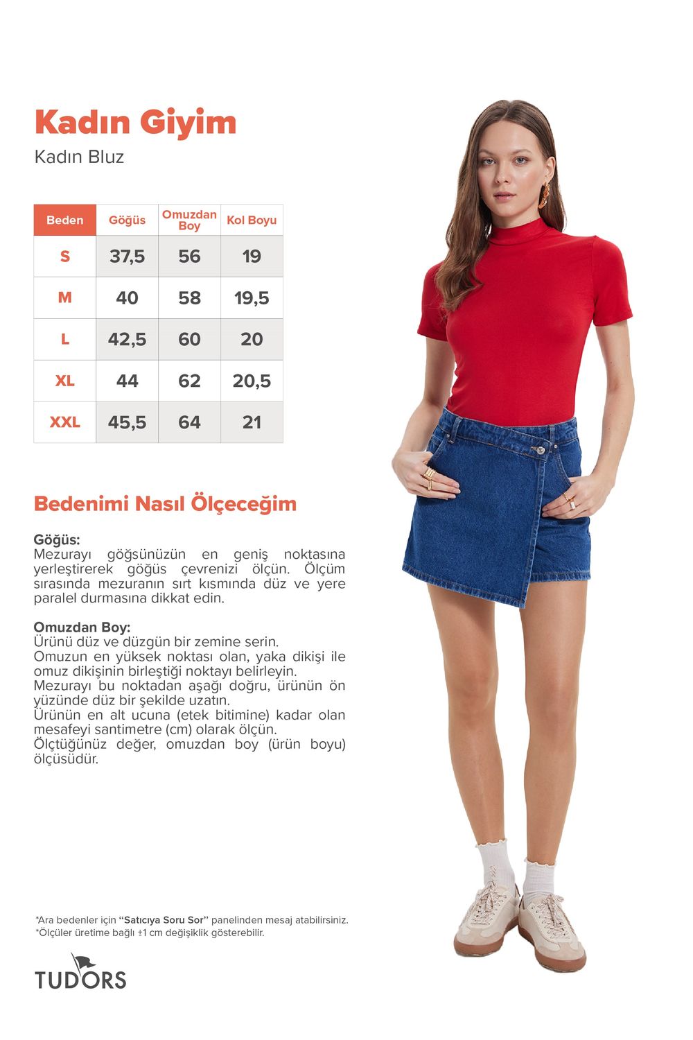 Kadın Standart Fit Kısa Kollu Yarım Balıkçı Yaka Kırmızı Bluz