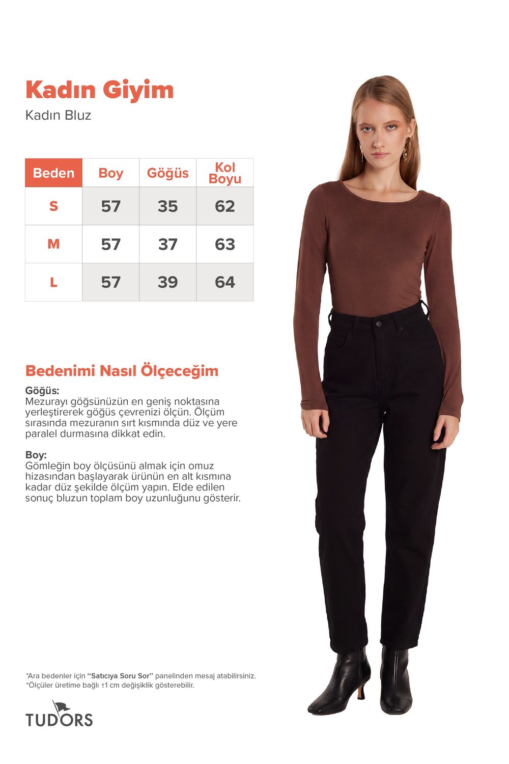 Kadın Slim Fit Dar Kesim Uzun Kollu Viskon Kahverengi Bluz