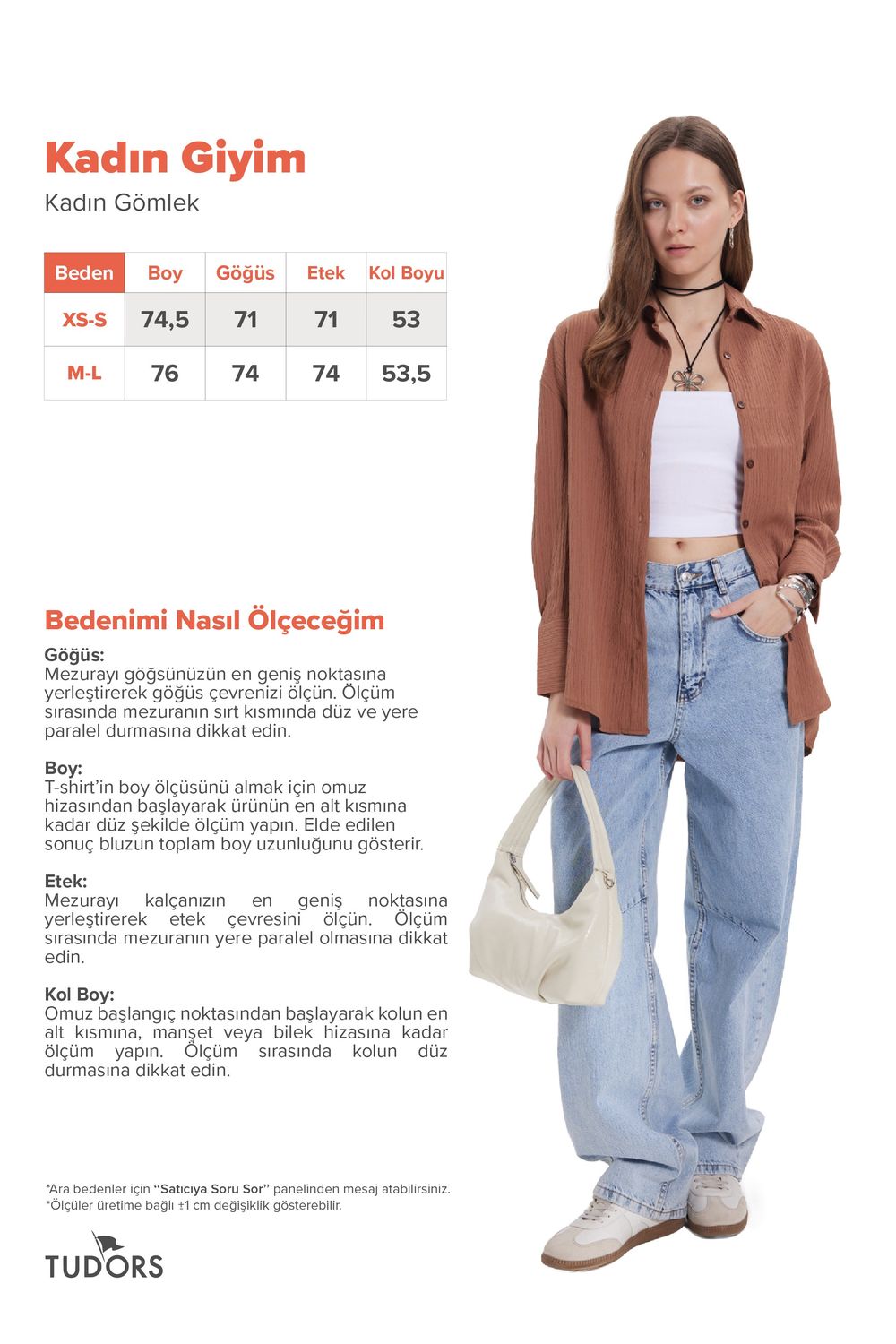 Kadın Oversize Geniş Kesim Bürümcük Pens Detaylı Uzun Kollu Dokulu Kahverengi Gömlek