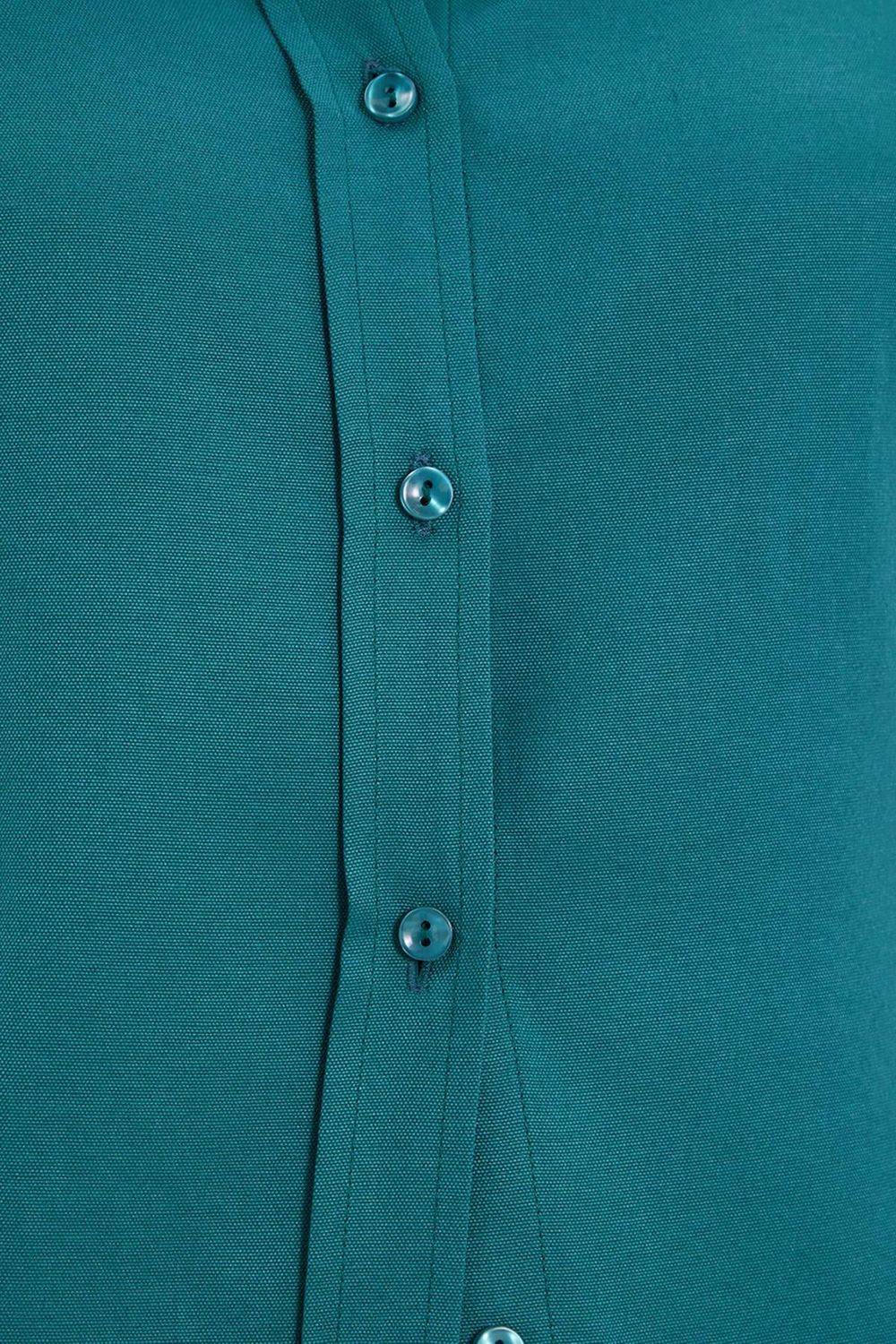 Kadın Slim Fit Dar Kesim Uzun Kollu Pamuklu Vücuda Oturan Dokulu Yeşil Basic Gömlek