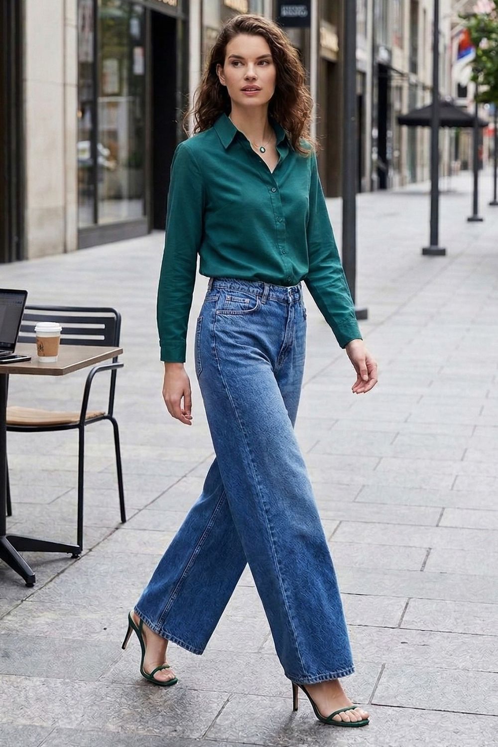 Kadın Slim Fit Dar Kesim Uzun Kollu Pamuklu Vücuda Oturan Dokulu Yeşil Basic Gömlek