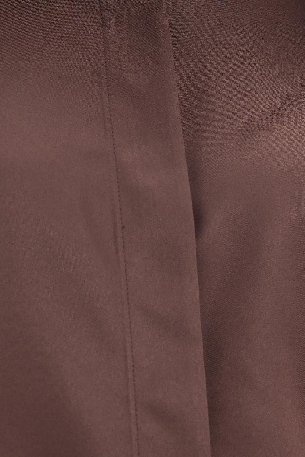 Kadın Slim Fit Dar Kesim Vucüda Oturan Uzun Kollu Gizli Düğme Detaylı Kahverengi Basic Gömlek