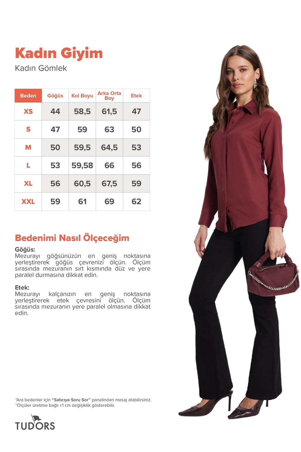 Kadın Slim Fit Dar Kesim Vucüda Oturan Uzun Kollu Gizli Düğme Detaylı Bordo Basic Gömlek