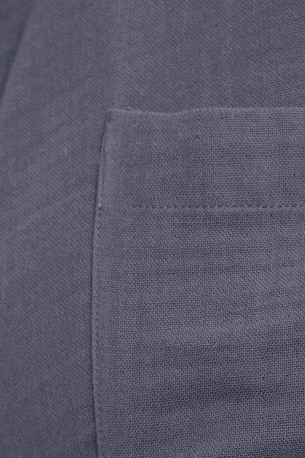Kadın Oversize Geniş Kesim %100 Pamuk Müslin Kumaş Uzun Kollu Cepli Dokulu Koyu Gri Gömlek