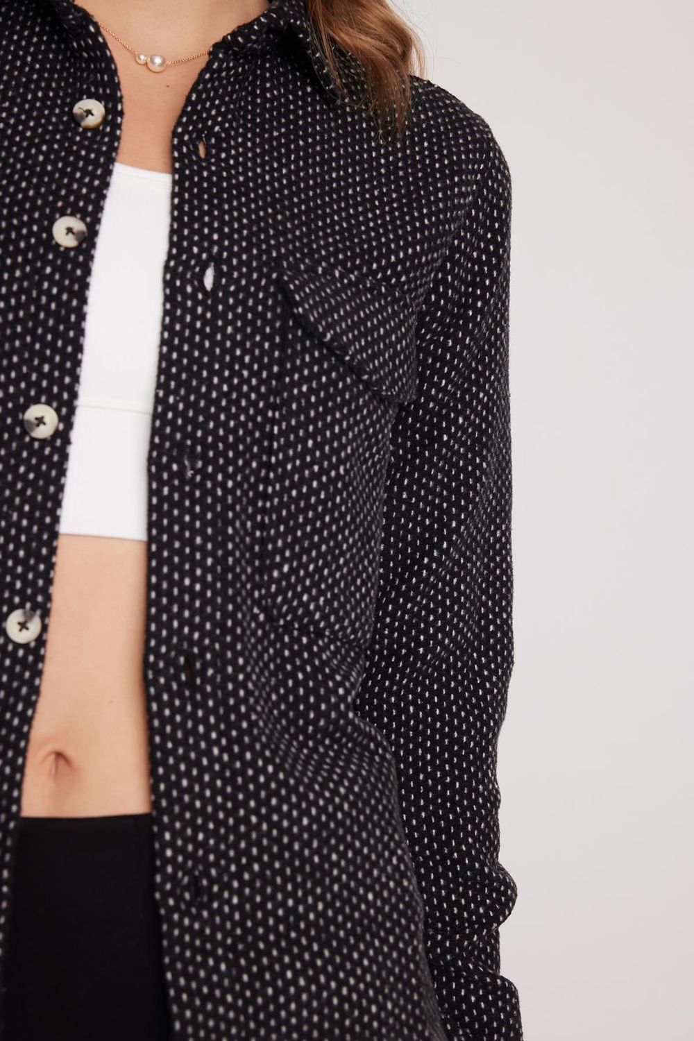 Kadın Slim Fit Dar Kesim Uzun Kollu Çizgili Çift Cepli Kışlık Oduncu Gömlek
