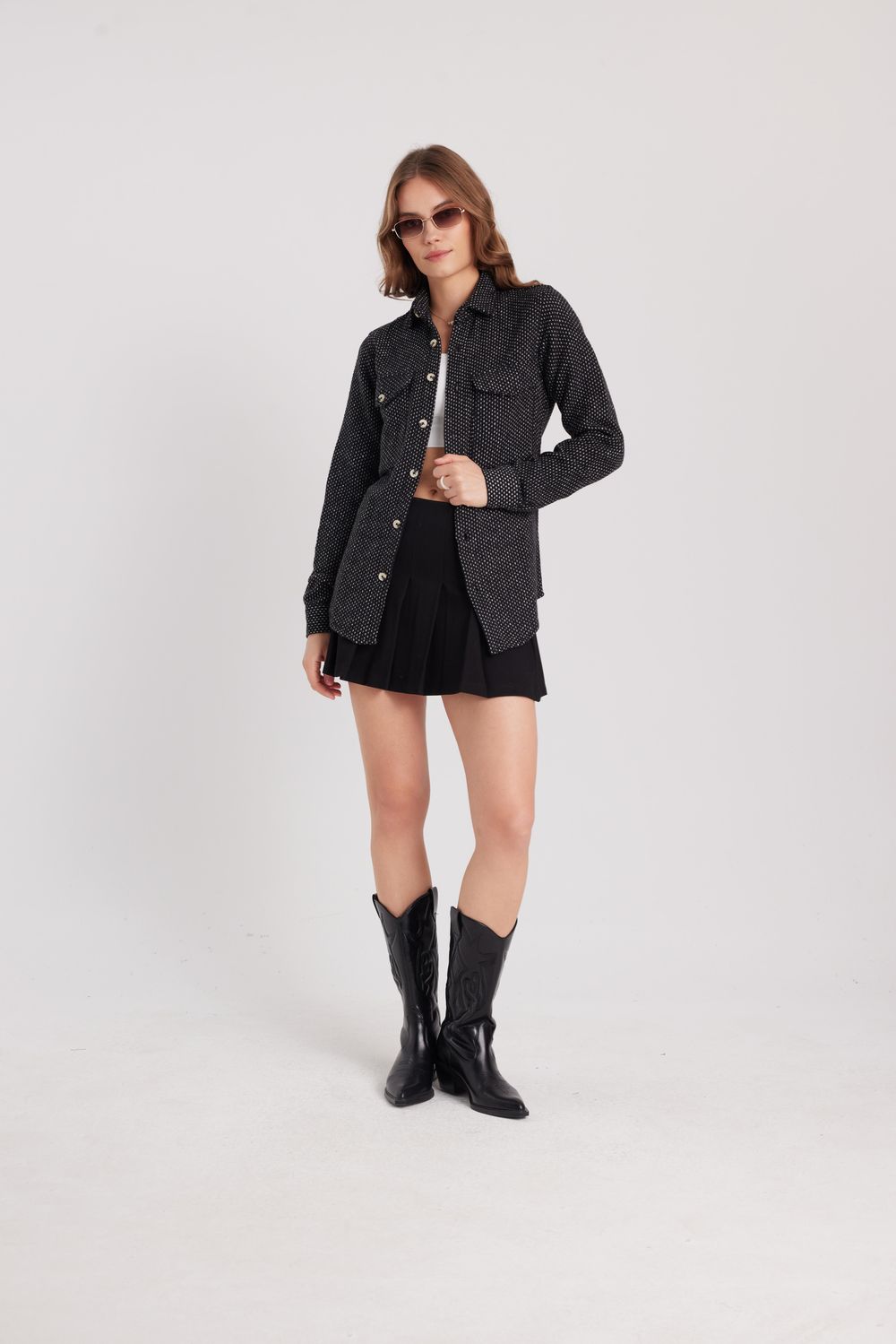 Kadın Slim Fit Dar Kesim Uzun Kollu Çizgili Çift Cepli Kışlık Oduncu Gömlek