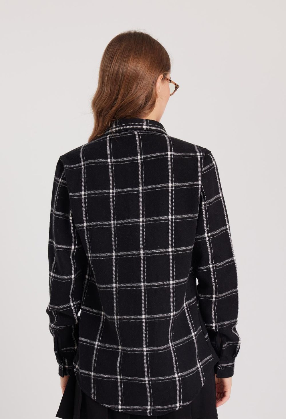 Kadın Slim Fit Dar Kesim Oduncu Tek Cepli Kareli Kışlık Gömlek