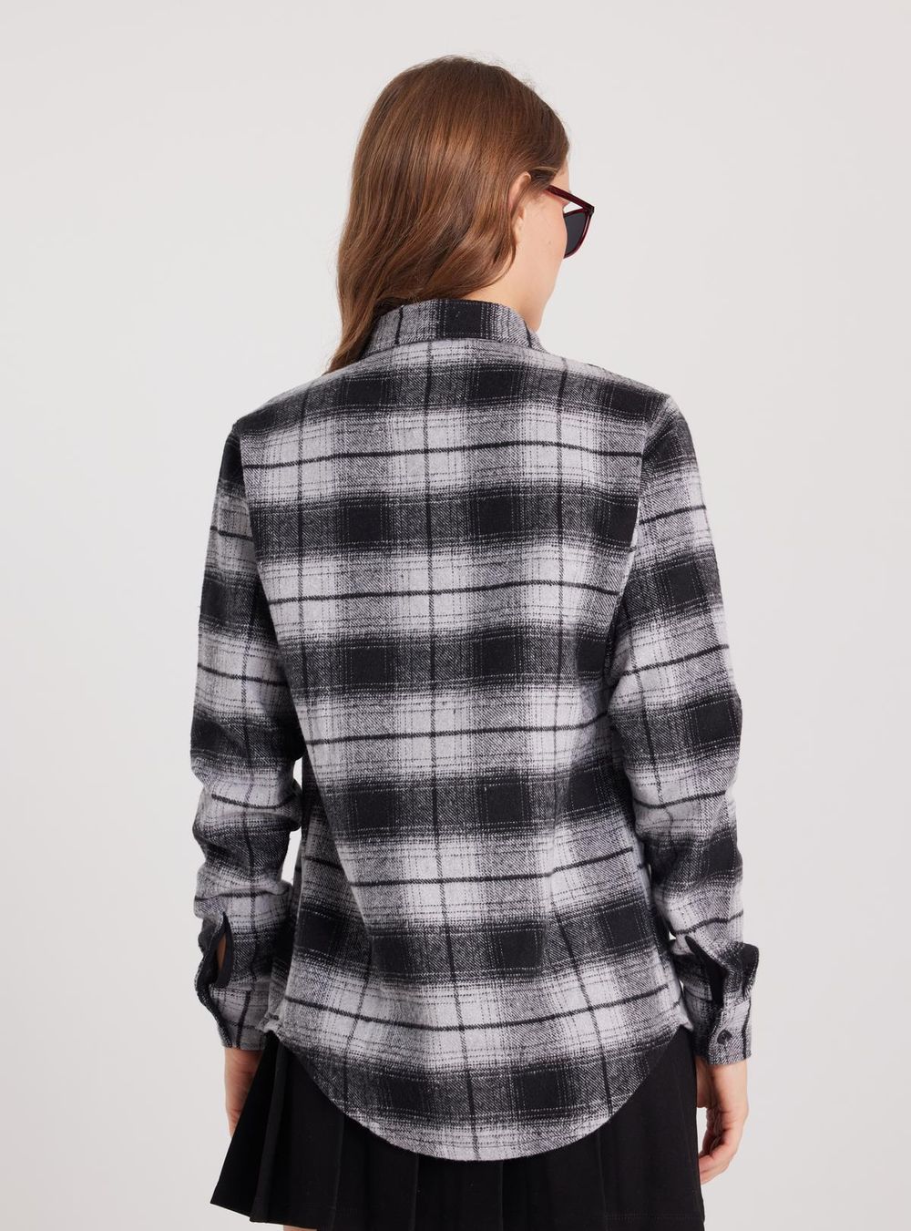 Kadın Slim Fit Dar Kesim Oduncu Tek Cepli Kareli Kışlık Gömlek