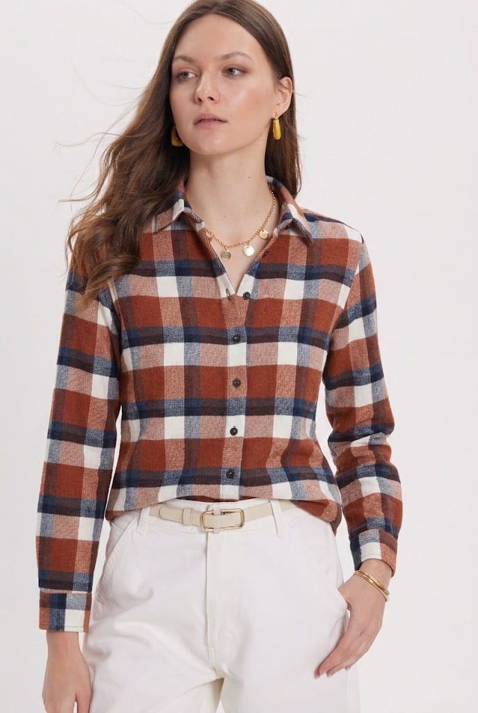 Kadın Oversize Geniş Kesim Oduncu Ekose Gömlek
