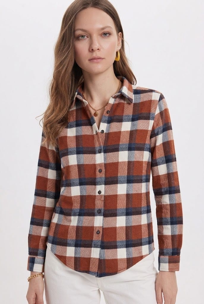 Kadın Oversize Geniş Kesim Oduncu Ekose Gömlek