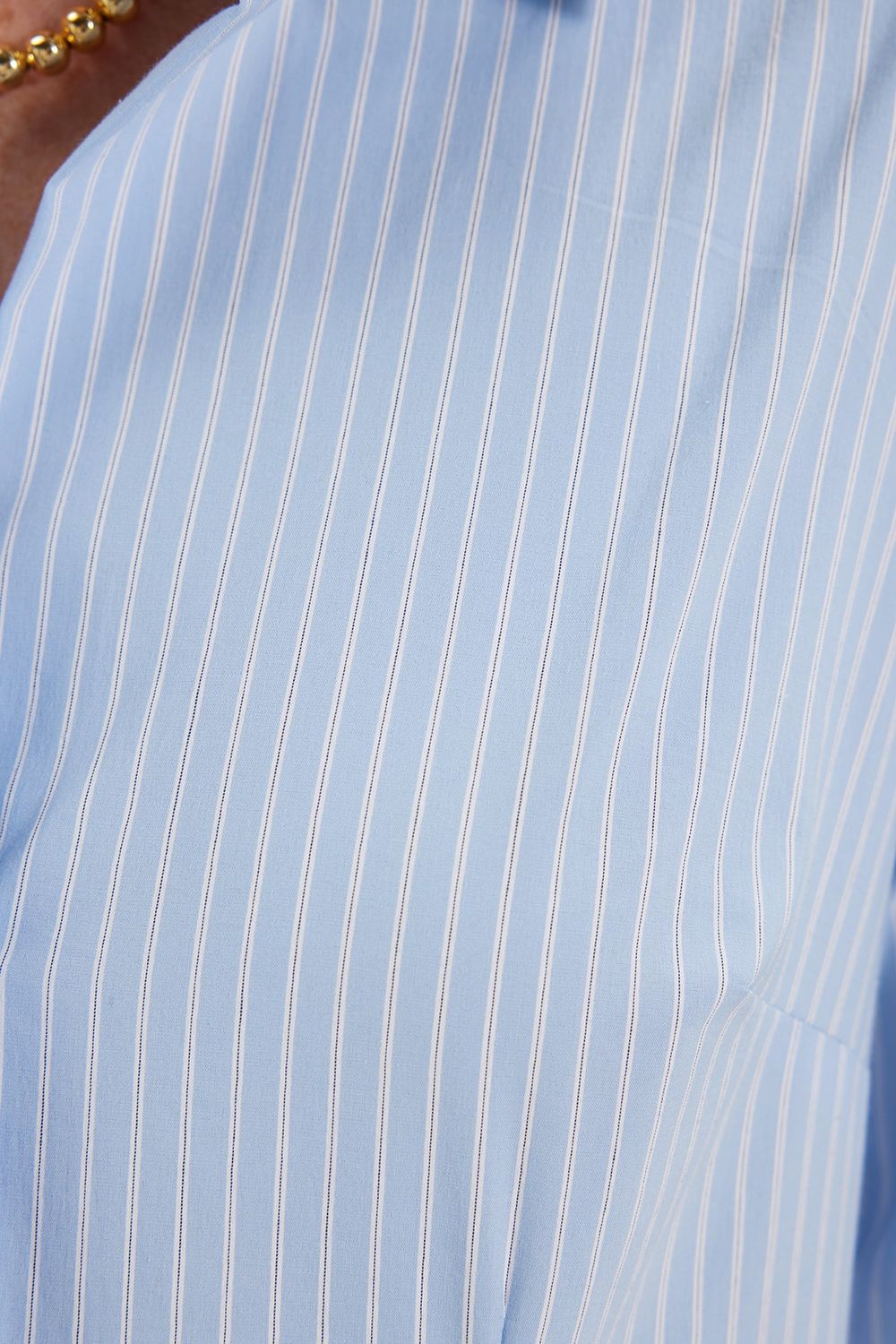 Kadın Slim Fit Dar Kesim Pamuklu Uzun Kollu Çizgili Mavi Kadın Gömlek