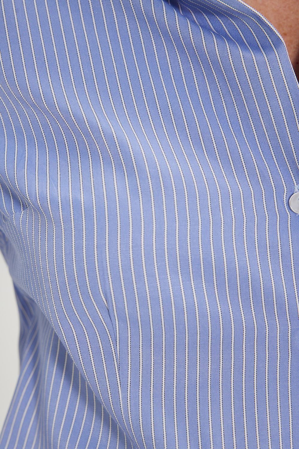 Kadın Slim Fit Dar Kesim Pamuklu Uzun Kollu Çizgili Mavi Kadın Gömlek