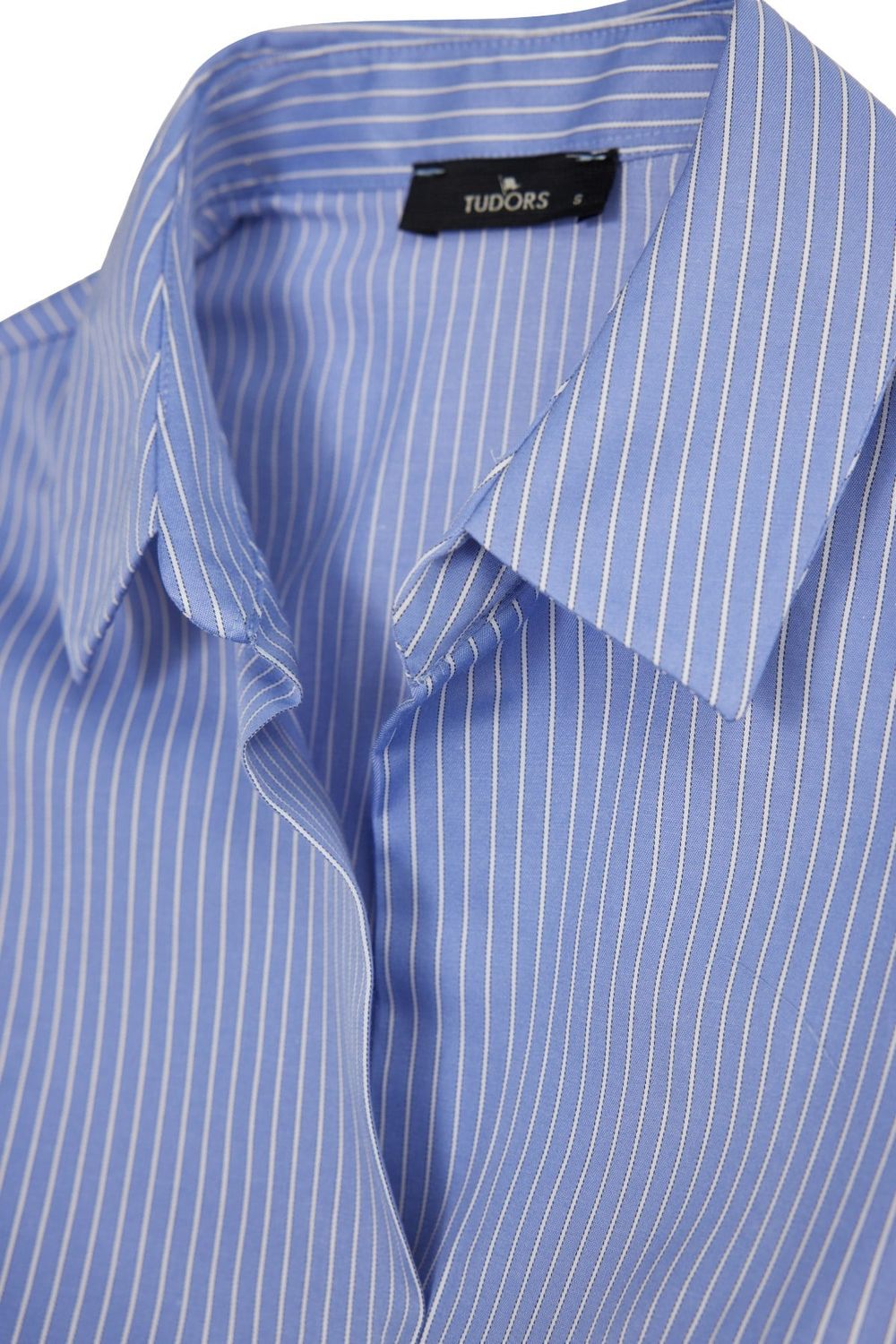 Kadın Slim Fit Dar Kesim Pamuklu Uzun Kollu Çizgili Mavi Kadın Gömlek