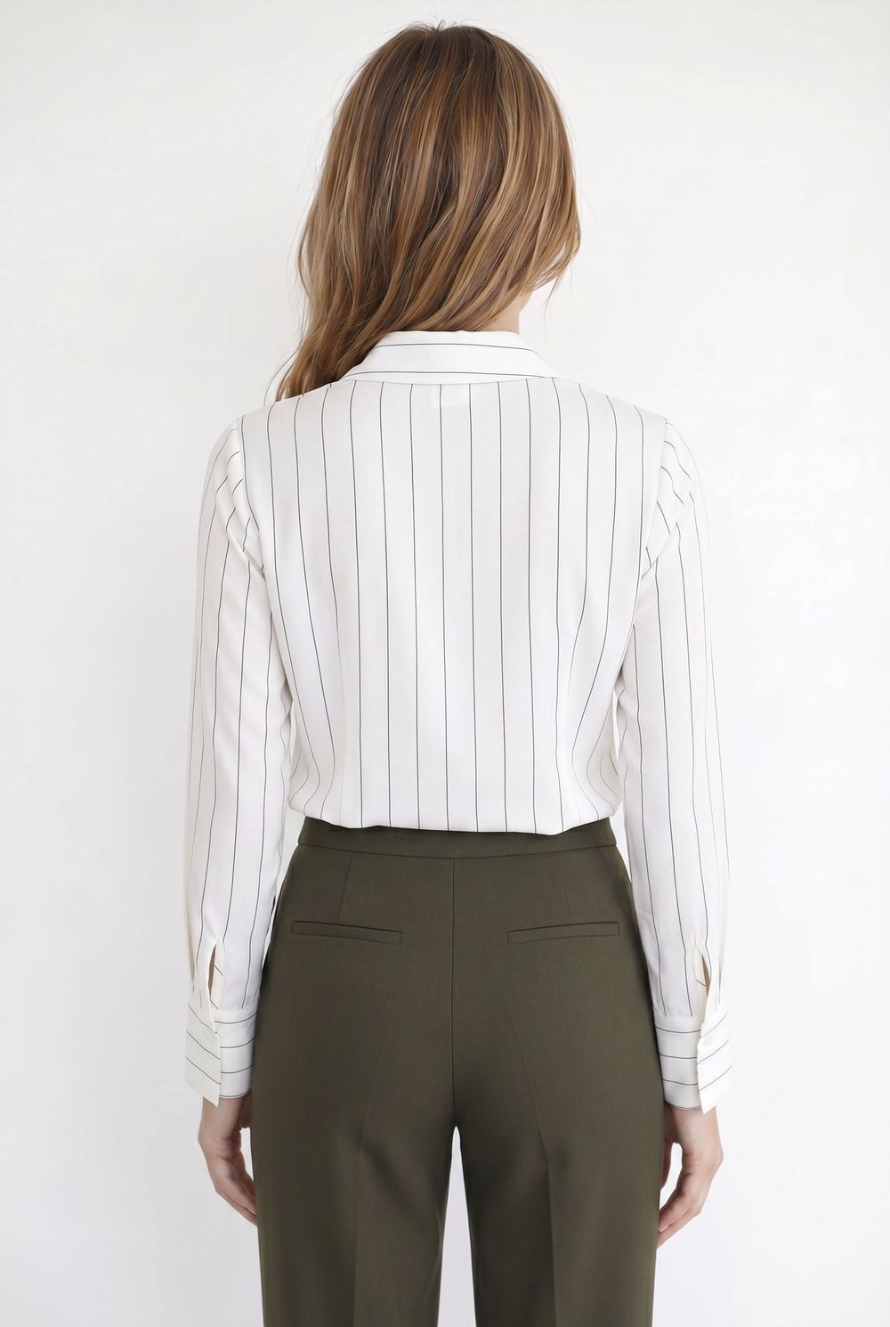 Kadın Slim Fit Dar Kesim Çizgili Viskon Yumuşak Dokulu Uzun Kollu Pensli Gömlek