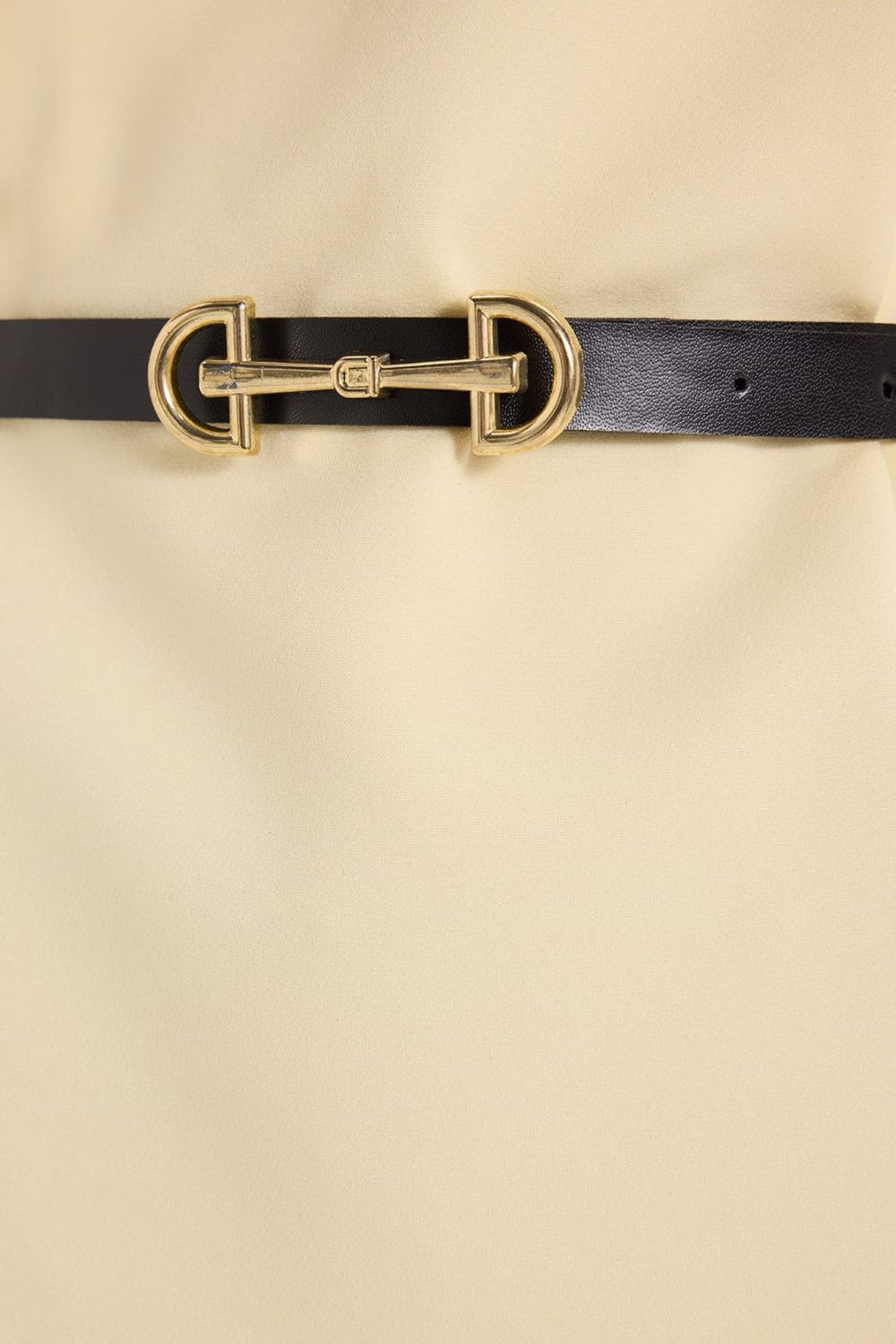 Kadın Slim Fit Dar Kesim Kol Detaylı İnce Kemerli Fermuarlı Sarı Bluz