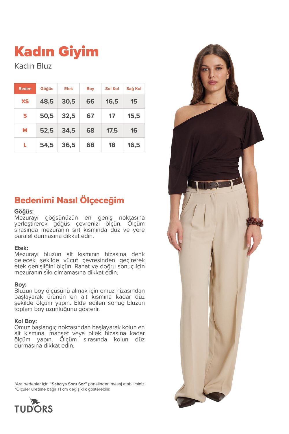 Kadın Regular Fit Klasik Kesim Kısa Kollu Beli Büzgülü Kahverengi Bluz