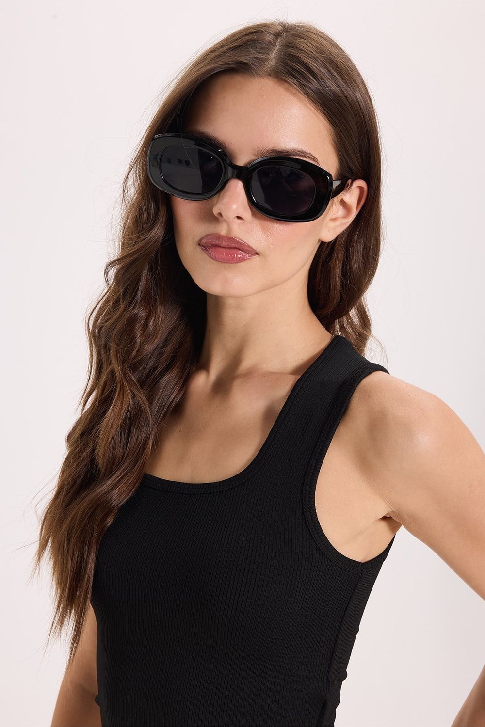 Kadın Slim Fit Dar Kesim Kalın Askılı Kare Yaka Siyah Atlet Bluz