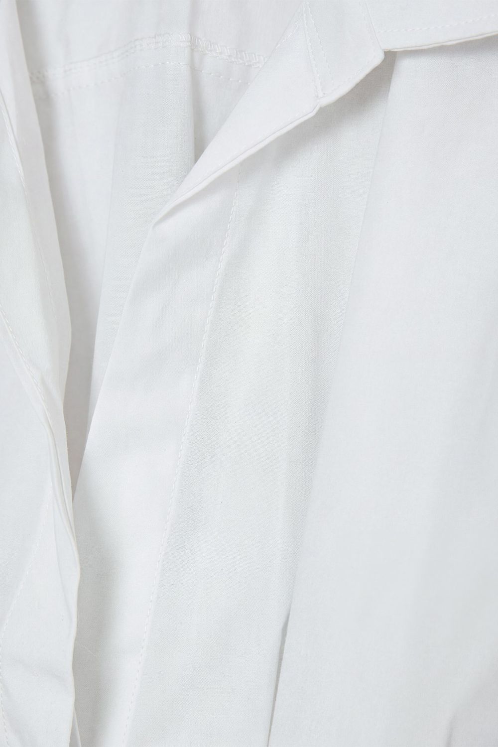 Kadın Regular Fit Klasik Kesim Uzun Kollu Terycotton Kumaş Pileli Beyaz Gömlek