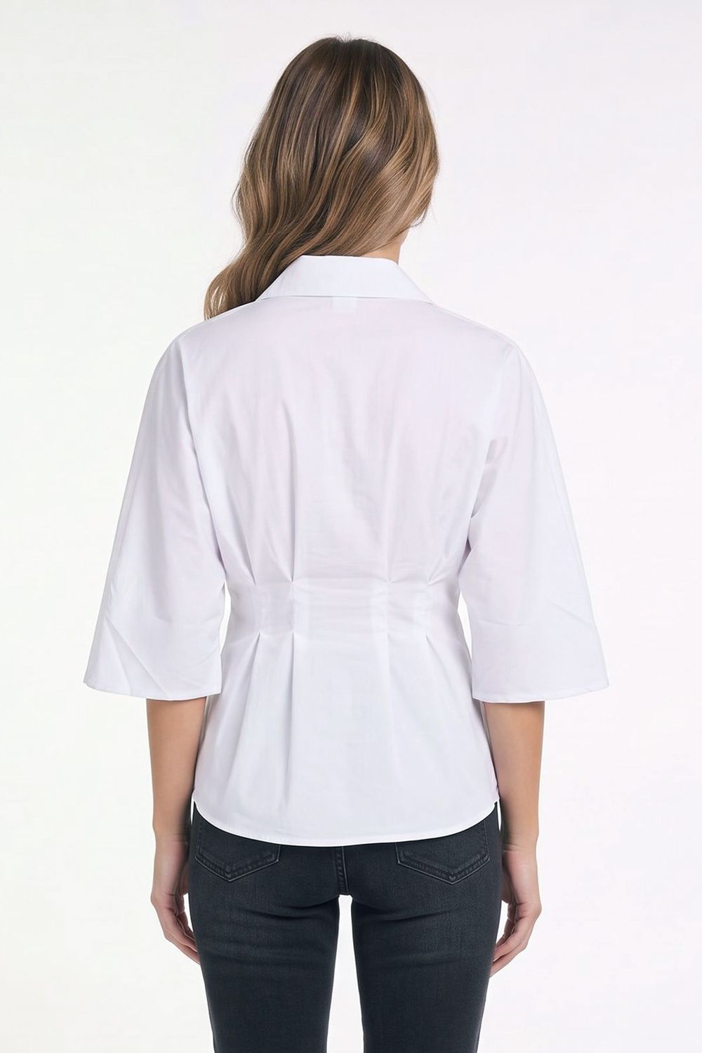 WOMAN REGULAR FIT  SHORT SLV TERYCOTTON PLEATED GÖMLEK