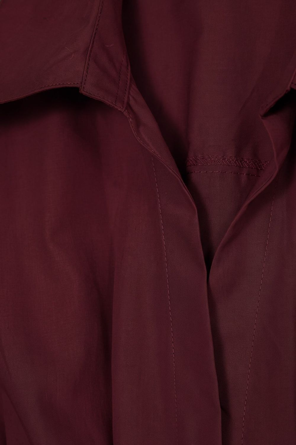 Kadın Regular Fit Klasik Kesim Kısa Kollu Terycotton Kumaş Pileli Bordo Gömlek