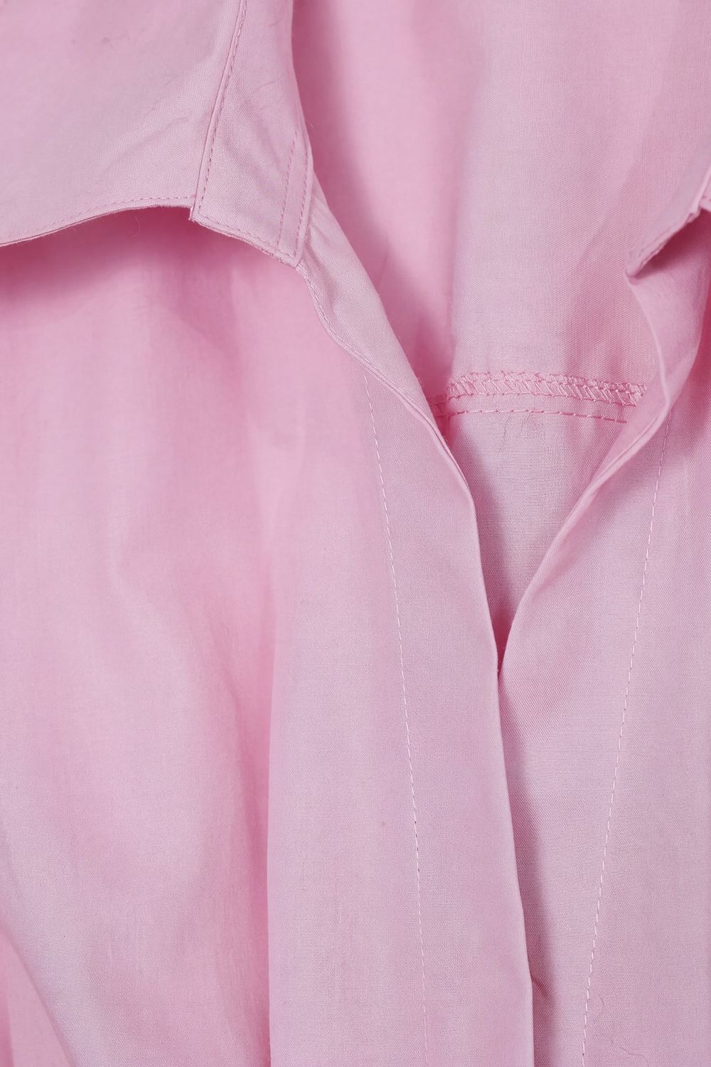 Kadın Regular Fit Klasik Kesim Kısa Kollu Terycotton Kumaş Pileli Pembe Gömlek