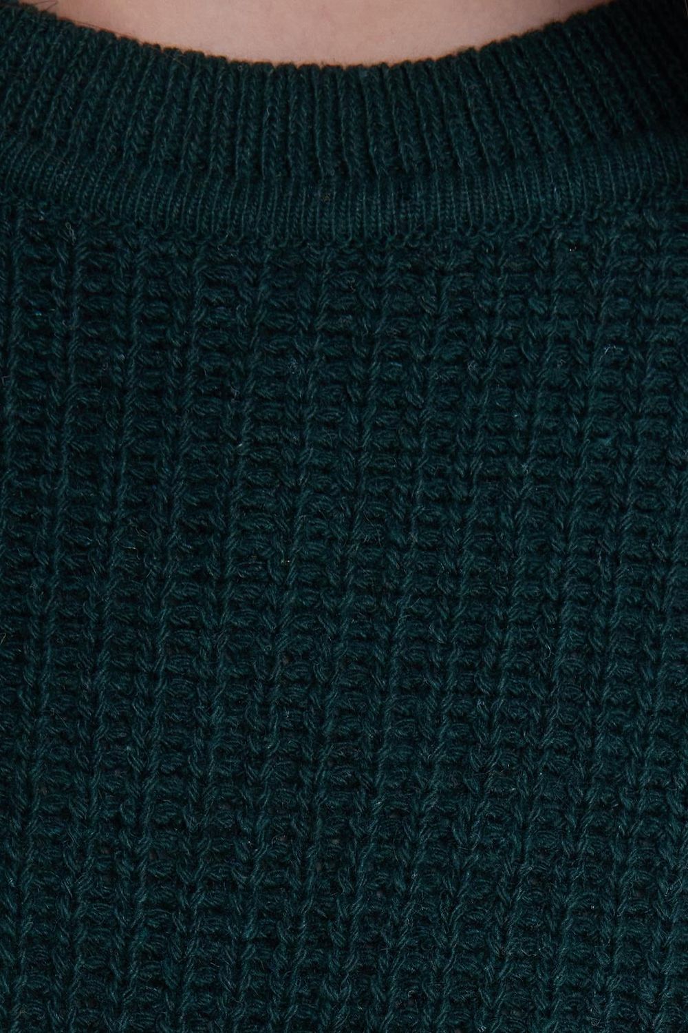 Kadın Oversize Geniş Kesim Örme Detaylı Bisiklet Yaka Yeşil Kazak