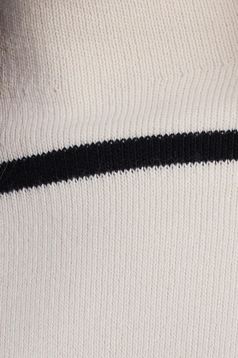 Kadın Oversize Geniş Kesim Yarım Balıkçı Yaka Çizgili Beyaz Kazak