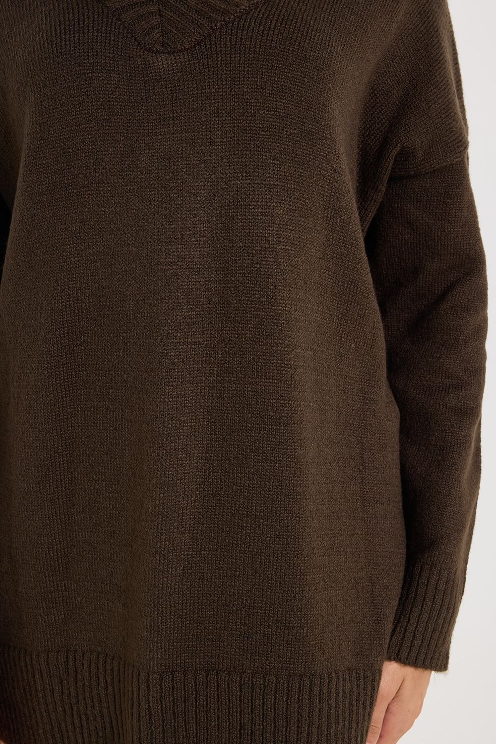 KADIN OVERSIZE V YAKA ERN-8366 BLUZ  KAZAK