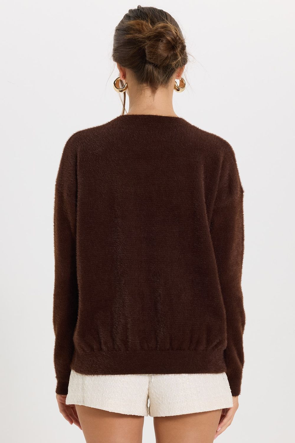 KADIN OVERSIZE NAKIŞLI ERN-8390 BLUZ  KAZAK